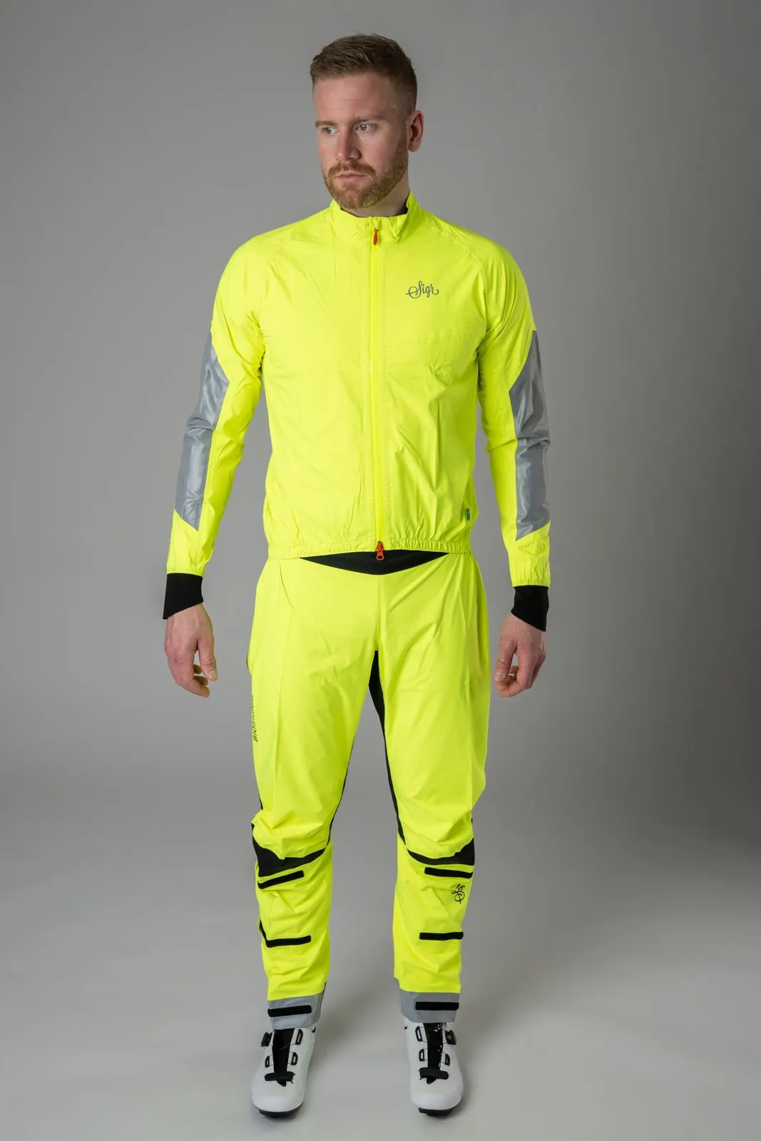 Östkusten Hi viz Unisex Waterproof Road Cycling Rain Trousers with Biomotion Visibility