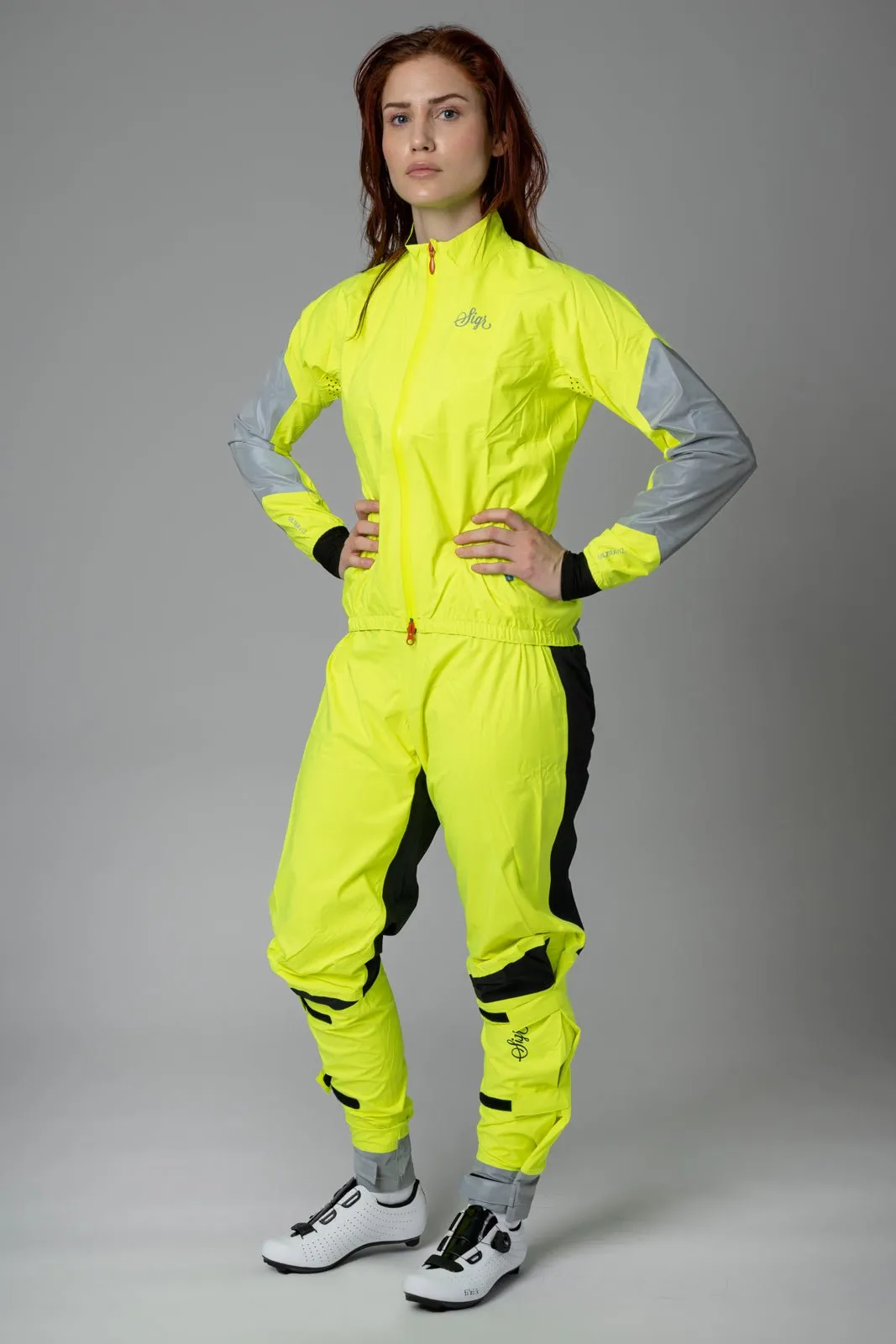 Östkusten Hi viz Unisex Waterproof Road Cycling Rain Trousers with Biomotion Visibility