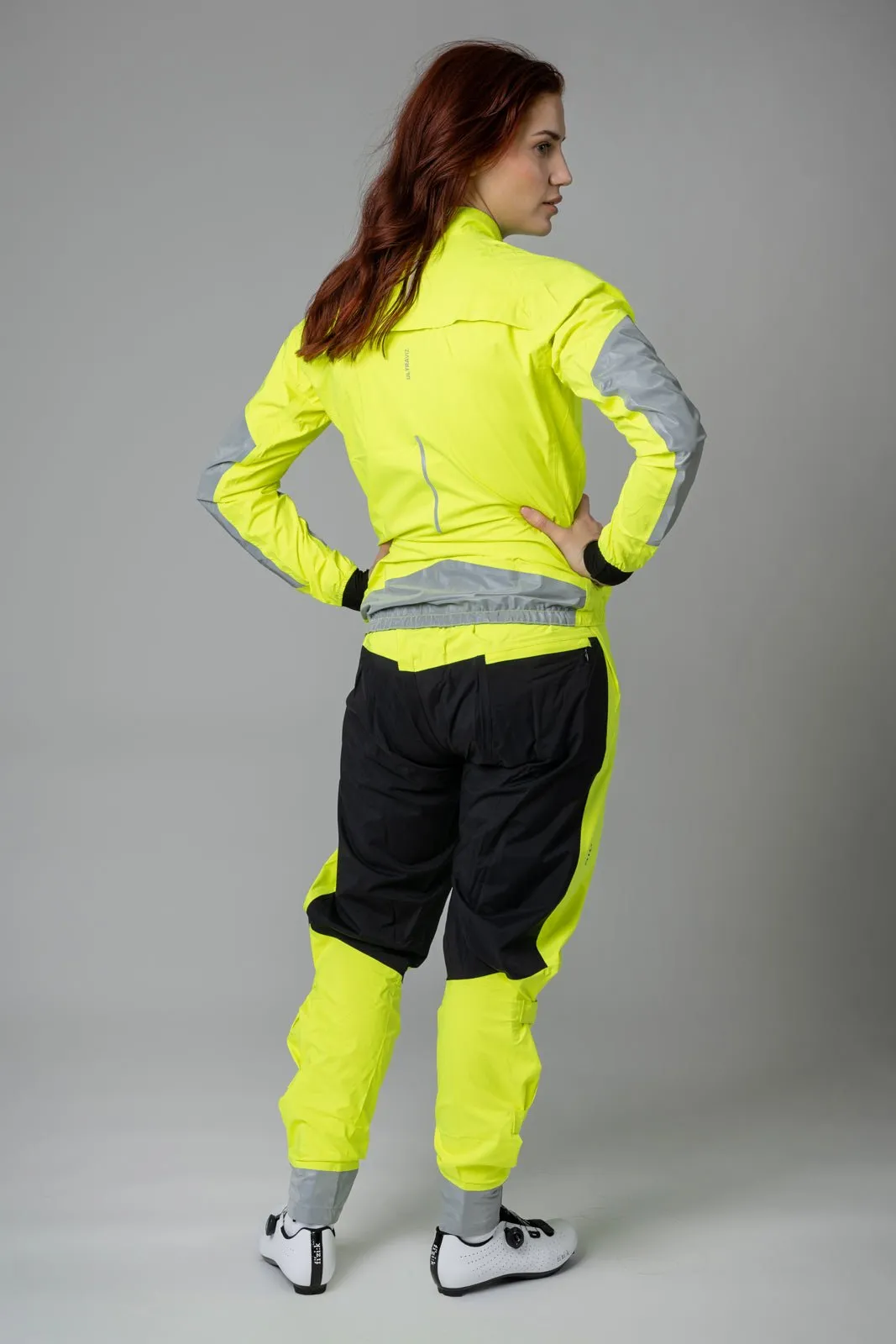 Östkusten Hi viz Unisex Waterproof Road Cycling Rain Trousers with Biomotion Visibility