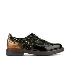 The Artist - Black & Gold - Women's derby shoe in golden paint drops on black leather