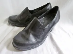 Womens DANSKO FLORAL Leather Clog Shoe Slip-On Loafer Moc Heel BLACK 7.5 Walking