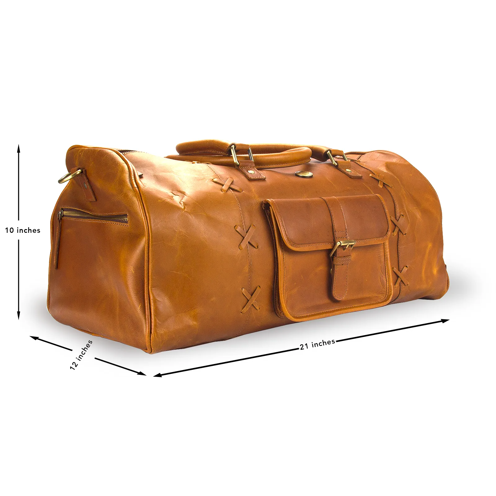 Yellow Crunch Leather Duffle Bag